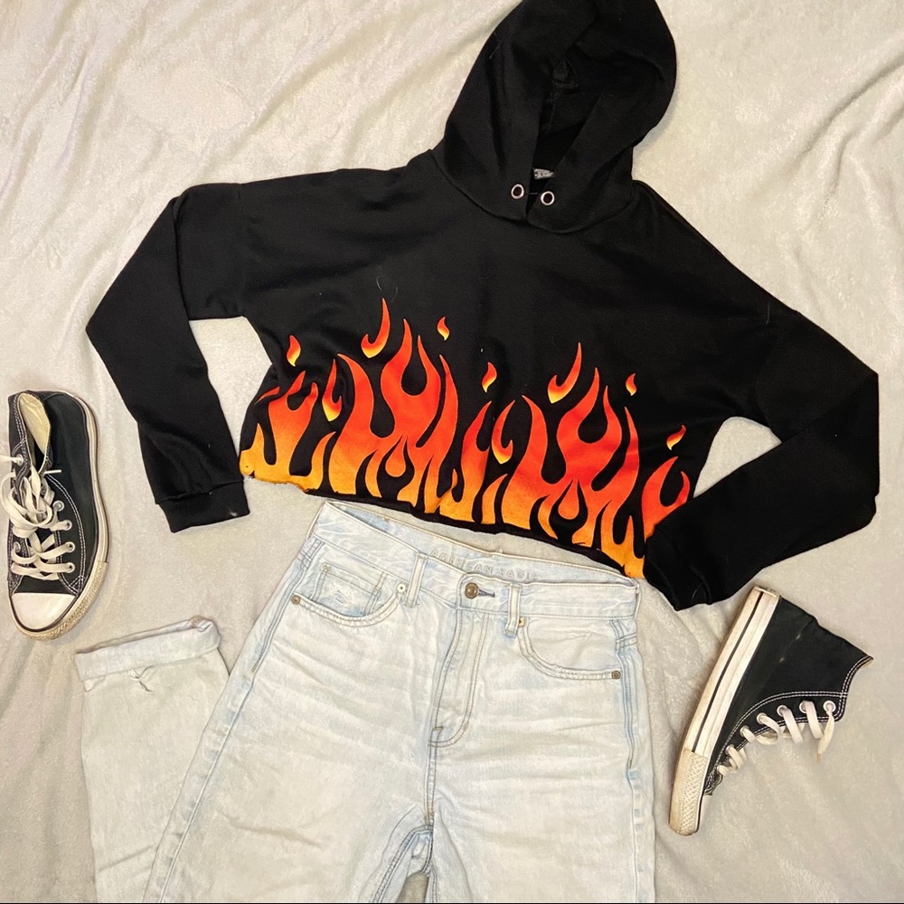 nwot rue 21 cropped fire hoodie